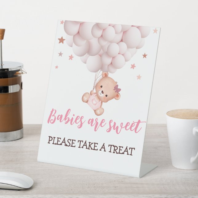 Signe De Table Symbole Fille Bearly Wait Pink Bear Baby shower Fa (In SItu)