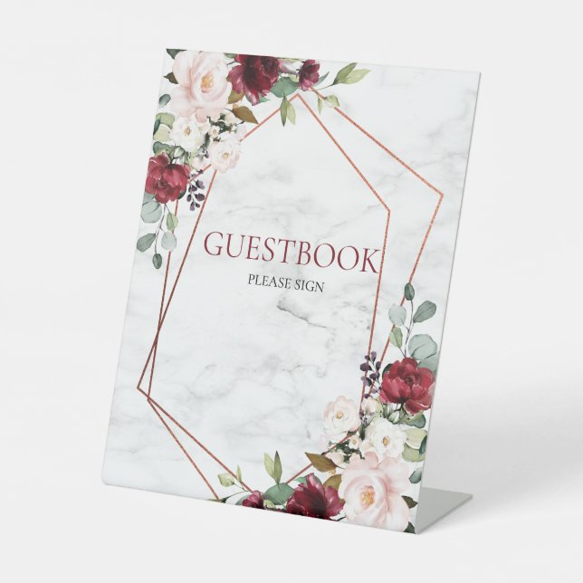 Signe De Table Symbole géométrique du livre d'or en marbre de Bou (Recto)