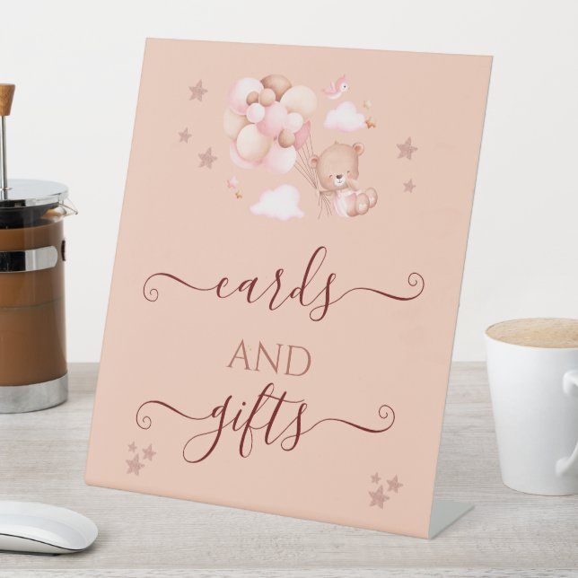 Signe De Table Symbole Girl Baby shower Teddy Bear Cards and Gift (In SItu)