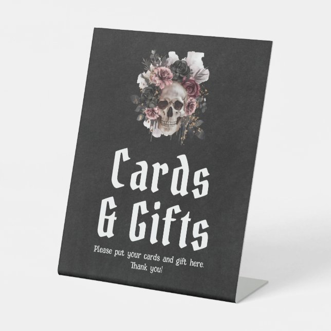 Signe De Table Symbole gothique d'Halloween floral Cartes et cade (Recto)