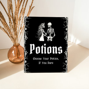 Signe De Table Symbole gothique noir Halloween squelettes pots