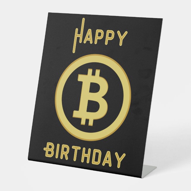 Signe De Table SYMBOLE JOLI Bitcoin Gold Pedestal (Recto)