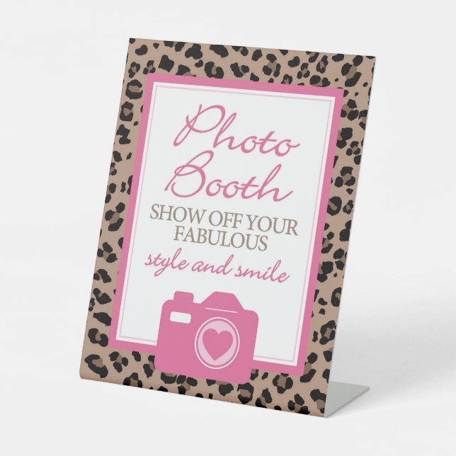 Signe De Table Symbole Leopard et rose du socle photo (Recto)