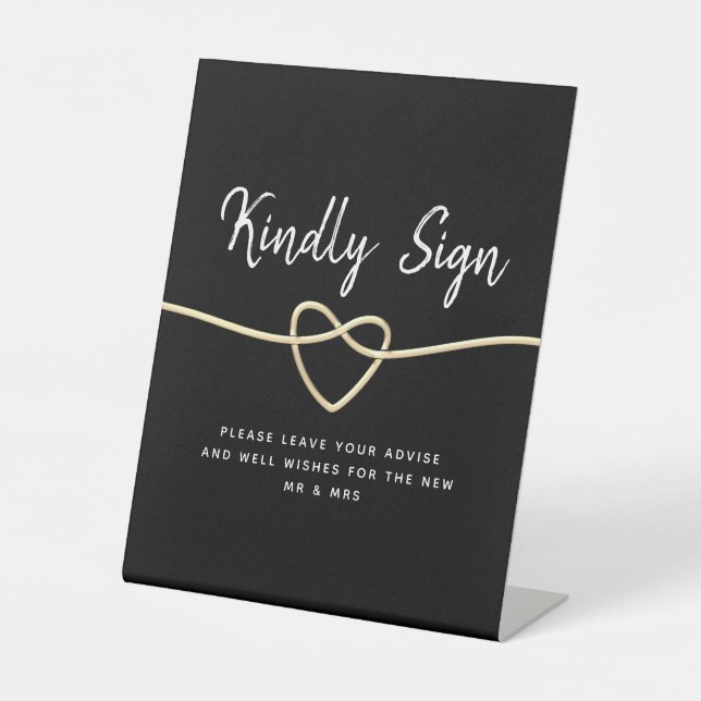 Signe De Table Symbole Mariage de calligraphie moderne (Recto)