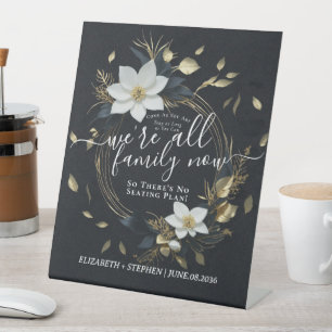 Signe De Table Symbole Mariage de la couronne fleurie or blanc ch