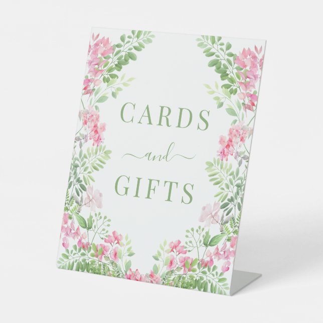 Signe De Table Symbole Mariage des cartes et cadeaux floraux rose (Recto)