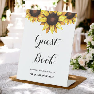 Signe De Table Symbole Mariage du livre d'hôtes Sunflower