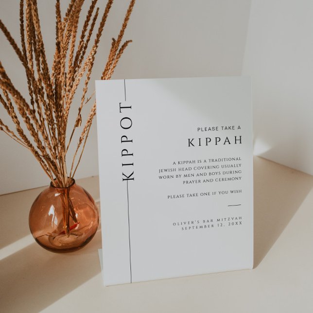 Signe De Table Symbole moderne de typographie Bar Mitzvah Kippah (Créateur téléchargé)