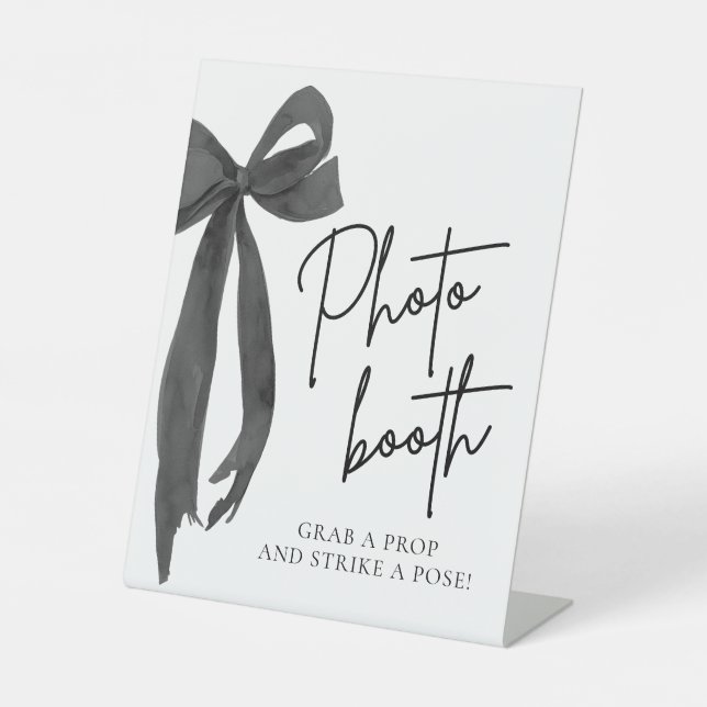 Signe De Table Symbole moderne Elegant Black Bow Photo Booth (Recto)