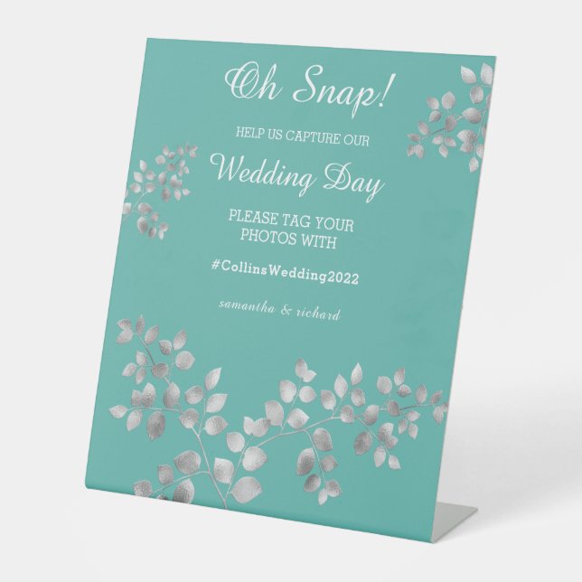 Signe De Table Symbole moderne Mariage floral argent (Recto)