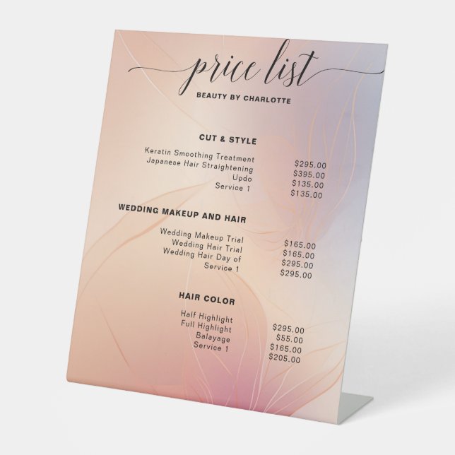 Signe De Table Symbole moderne, pricelist (Recto)