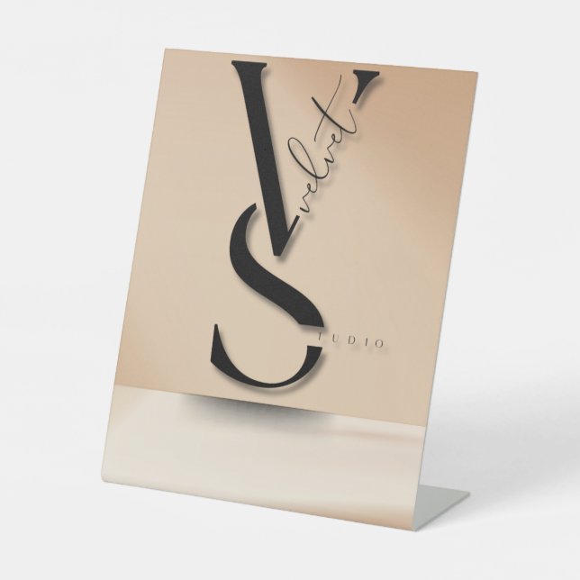 Signe De Table Symbole numérique moderne du Monogramme noir "VS" (Recto)