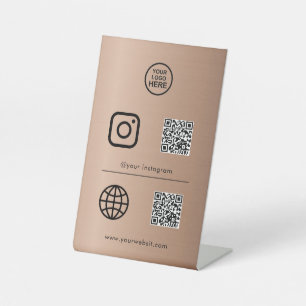 Signe De Table Symbole QR de l'icône des médias sociaux