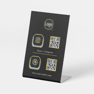 Signe De Table Symbole QR de l'icône des médias sociaux