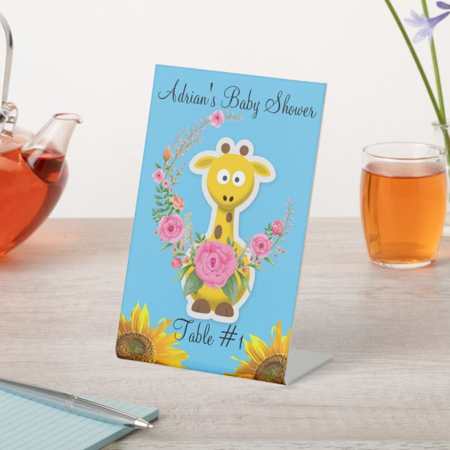 Signe De Table Symbole Rose de la Giraffe de tournesol (In SItu)