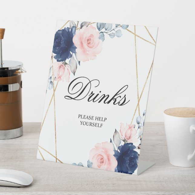 Signe De Table Symbole Rose et bleu marine Rose douche Boissons (In SItu)