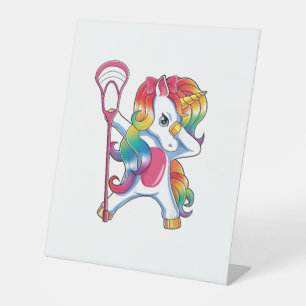 Signe De Table T-shirt Dabbing Unicorn Lacrosse Drôle Lin Lâché