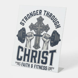 Signe De Table T-Shirt de gym chrétien Plus fort par le Christ