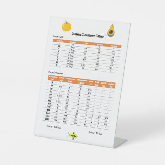 Signe De Table Table de conversion de mesure socle vertical