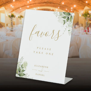 Signe De Table Table de faveurs de verdure florale moderne en or