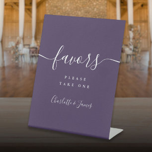 Signe De Table Table Purple Modern Script Wedding Favors