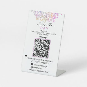 Signe De Table *~* Table Tente PAY - QR code Tabletop Reiki Yoga