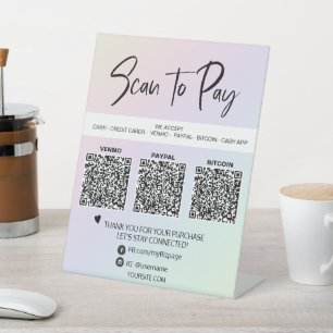 Signe De Table *~* Table Tente QR 3 PAIEMENT Tablette Arc-en-ciel