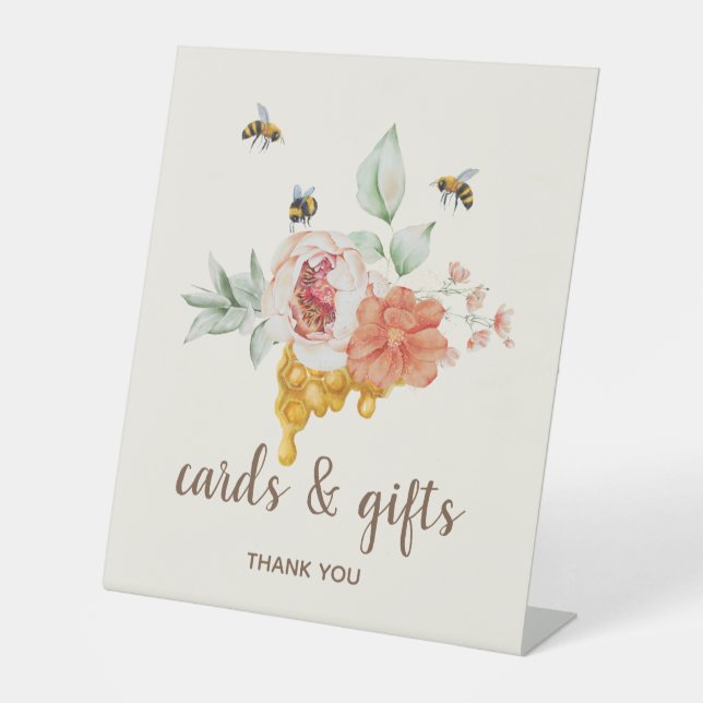 Signe De Table Tableau cadeau Baby shower abeille Floral Honeycom (Recto)