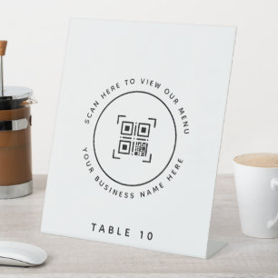 Signe De Table Tableau de menu de code QR sans contact minimal