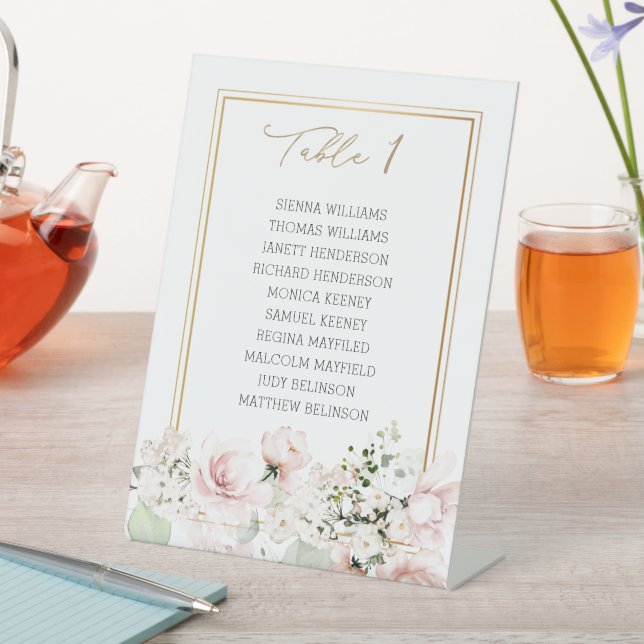 Signe De Table Tableau Mariage des roses roses rose Numéro de tab (In SItu)