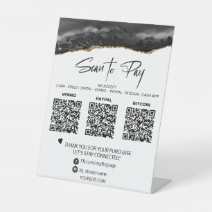 Signe De Table *~* Tabletop QR 3 PAIEMENT Table Tente AGATE PARTI