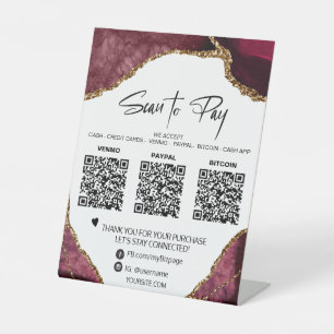 Signe De Table *~* Tabletop QR 3 PAIEMENT Table Tente AGATE Parti