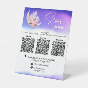 Signe De Table *~* Tabletop QR 3 PAIEMENT Table Tente Cristal Lun