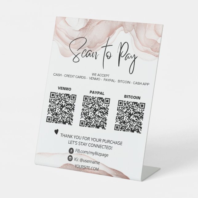 Signe De Table *~* Tabletop QR PAIEMENT Tente de table. (Recto)