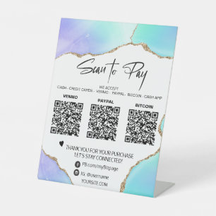 Signe De Table *~* Tabletop QR Table Tente AGATE 3 PAIEMENTS