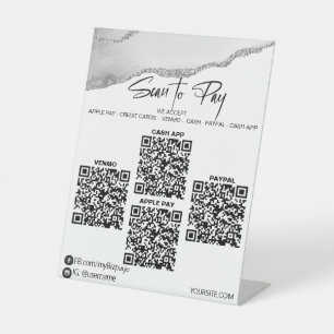 Signe De Table *~* Tablette 4 PAIEMENTS QR Table Tente SILVER AGA