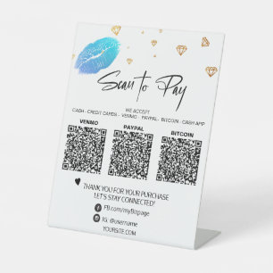 Signe De Table *~* Tablette QR 3 PAIEMENT Table Tente LIPS Girl