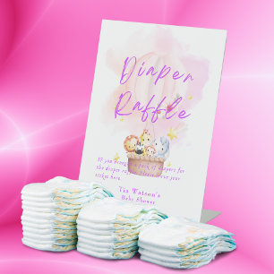 Signe De Table Tablier Raffle bébé Safari animal en rose