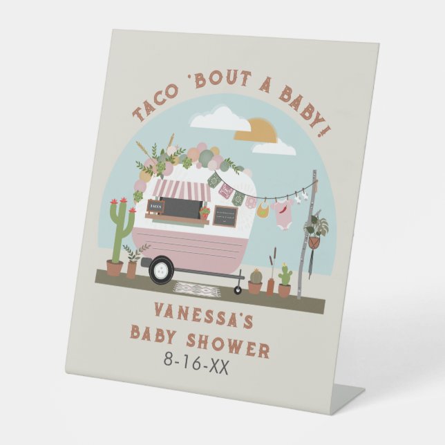 Signe De Table Taco Bout Un Bébé Boho Camper Baby shower Fille (Recto)