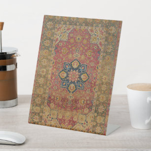 Signe De Table Tapis persan asiatique Kashan or rouge
