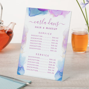 Signe De Table Tarif du service d'encre bleue violette de script