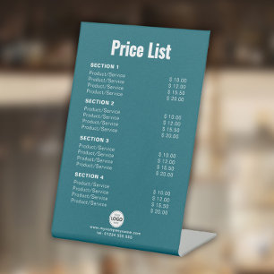 Signe De Table Tarif personnalisé ou services Simple moderne Turq