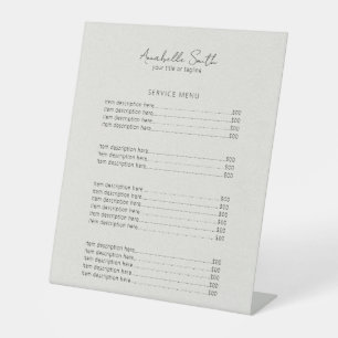 Signe De Table Tarif Simple Minimaliste Moderne Tarification Beig