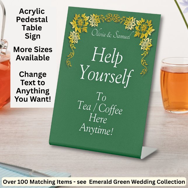 Signe De Table Tea Coffee Table Green Acrylic Pedestal Sign (Créateur téléchargé)