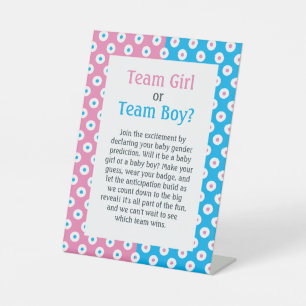 Signe De Table Team Girl ou Team Boy Polka-Dot