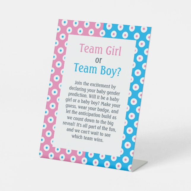 Signe De Table Team Girl ou Team Boy Polka-Dot (Recto)