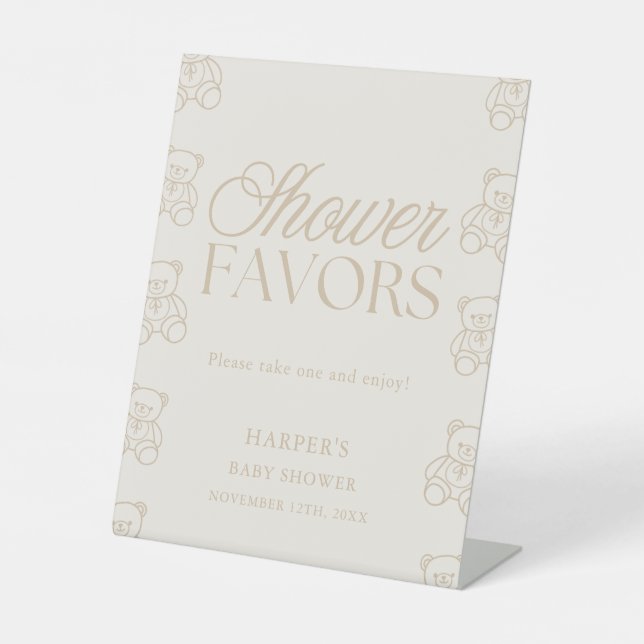 Signe De Table Teddy Bear Baby Shower Favors (Recto)