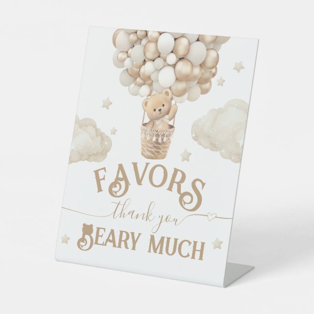 Signe De Table Teddy Bear Balloon Baby shower faveurs (Recto)