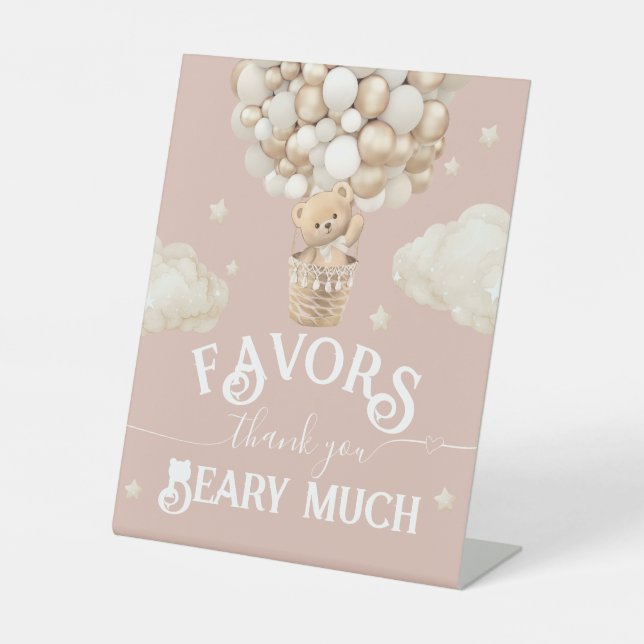Signe De Table Teddy Bear Balloon Baby shower faveurs (Recto)