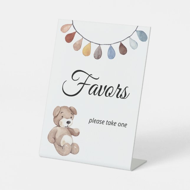 Signe De Table Teddy Bear Boho Baby shower Favoriser Tablescape (Recto)